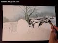 Watercolor Demonstration, Snowy Central Park of New York