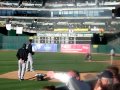 Florida Marlins Ricky Nolasco Pitching warm up at A's Stadium, with Mike Stanton Warm Up.. No (BP)
