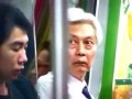 girl waxing / shaving on train