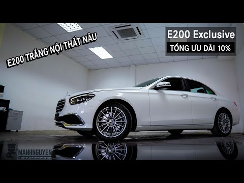 E200 Exclusive 2023 Trắng nội thất Nâu. Mercedes E200 V1 2023. Tổng ưu đãi E200 đến 10%.