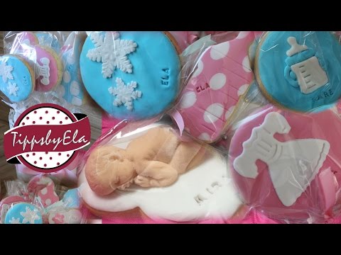 Plätzchen mit Fondant Part 2 Eiskönigin Plätzchen Baby Plätzchen mit Fondant überziehen Anleitung