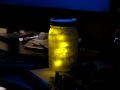 The Arduino LED array Mason jar in action