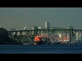 Ship under bridge leaving Vancouver