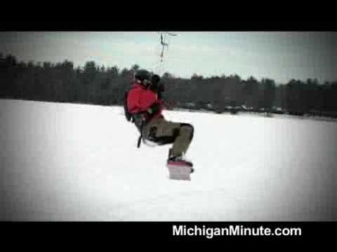 Snow Kiteboarding - Pure Michigan Minute