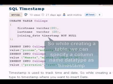 how to define timestamp in mysql