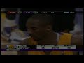 kobe hits a fadeaway on to blazers to hit the 63 point mark in ot.. finishes with 65