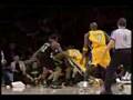 Kobe hits fadeaway 3 pointer while double team and 65 pts