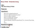 Storyteller (1) -- Brainstorming
