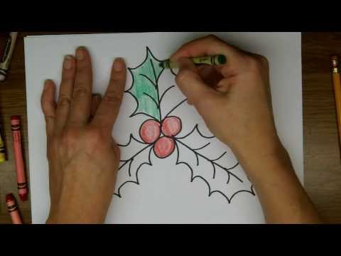 how to draw holly leaves