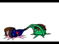 Squid Korin hitting Squid Jemini with Squid Warlic