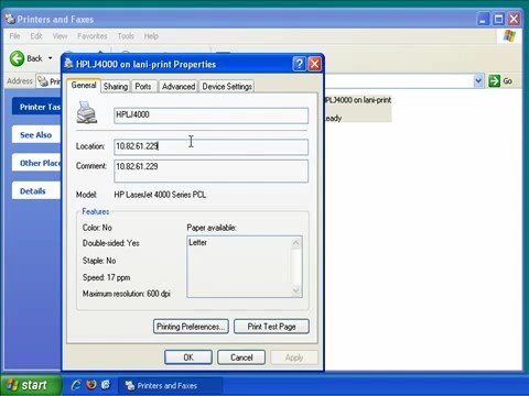 how to locate network printer ip address
