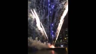 New years eve fireworks in front of the moorings on cavill