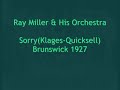 during the l920's, ray miller was a well-known, highly respected bandleader whose orchestra made many recordings for various companies; it was featured on-the-air for most of that decade. like paul whiteman, ted lewis and a few others he usually had top jazz musicians amongst his personnel. despite all this very little is known about ray miller himself. 

his musical career started in 1916 when he was a singing waiter at the casino gardens in chicago. this restaurant happened to be the place where the original dixieland jazz band appeared before they went to new york. ray decided to try his luck and he followed them. in nyc he  started his first band called the black and white melody boys that was six pieces including himself on drums. as long as the jazz craze stayed on, they played in the style of the original dixieland jazz band.  by 1922 miller moved away from the old sound to a style that was in-line with the newer, larger bands. by the end of 1923, his band was playing the newest hits in the latest style and was offered an exclusive recording contract by brunswick, then one of the three largest recording companies in the usa. that first band included well-known names like earl oliver, ray lodwig and andy sanella and from its very beginning it produced many jazz-flavored recordings. 

 in 1924 miff mole and frank trumbauer joined ray's orchestra, when he had an engagement in the paradise club in newark, new jersey. this period proved to be an important one for ray miller. not only did he hire these important musicians for his band, but he also got a year later a permanent engagement at 