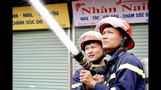 Diễn tập phương án chữa cháy và cứu nạn, cứu hộ tại chợ Quang Trung