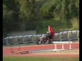 Llegada de la mascota de Hospitalet Pioners en helicoptero, Harley Davidson y salida de los equipos
