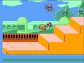 the first few levels of doki! doki! yuuenchi: crazy land daisakusen, also known as crazy land, trolls in crazyland, or doki doki amusement park. it's got an interesting gameplay mechanic. the more damage you take, the stronger your weapon gets. take one hit, you gain a double shot. take a second, your soccer ball becomes huge. when you get dropped to red, you fire two huge balls. it never made the states. note that this is a translation hack.
