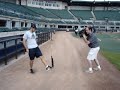 Outfielder Josh Womack opens up his bag of tricks for the TV cameras in Edmonton to display his out-of-this-world bat tricks before a game between the Long Beach Armada and the Edmonton Capitals. Another video of Womack recently headlined Yahoo.com sparking a great deal of debate over whether or not the tricks were real. This should settle that debate. 