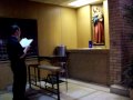 Hail, holy Queen enthroned above, O Maria. Hail, Queen of mercy and of love, O Maria. Triumph, all ye cherubim, Sing with us, ye seraphim, Heaven and earth resound the hymn: Salve, salve, salve Regina! Our life, our sweetness, here below, O Maria! Our hope in sorrow and in woe, O Maria! Triumph, all ye cherubim, Sing with us, ye seraphim, Heaven and earth resound the hymn: Salve, salve, salve Regina! To thee we cry, poor sons of Eve, O Maria! To thee we sigh, we mourn, we grieve, O Maria! Triumph, all ye cherubim, Sing with us, ye seraphim, Heaven and earth resound the hymn: Salve, salve, salve Regina! Turn then most gracious Advocate, O Maria! Toward us thine eyes compassionate, O Maria! Triumph, all ye cherubim, Sing with us, ye seraphim, Heaven and earth resound the hymn: Salve, salve, salve Regina! The cause of joy to men below, O Maria! The spring through which all graces flow, O Maria! Angels, all your praises bring, Earth and heaven, with us sing, All creation echoing: Salve, salve, salve Regina!