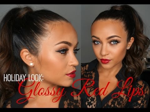 Holiday Makeup Tutorial: GLOSSY RED LIPS ♡