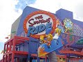 the simpsons ride - universal studios. not actual ride video.please watch my other videos!!

this brand-new $40-million attraction is replacing the back to the future attractions in florida and hollywood. 

preshow: you enter the building through a 26-foot-tall krusty head, along a squishy tongue carpet. the first thing you see is a colorful 10-foot-wide map of the krustyland theme park. there are 10 rides and 5 shows available at the krustiest place on earth: 

