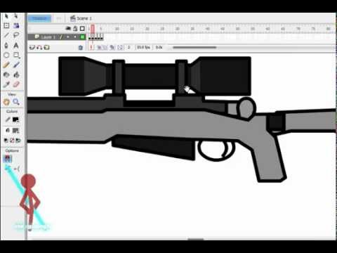 Macromedia flash tutorial: how to make basic weapon (GUN)