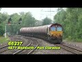 21 sheds on 22 freights (plus 67006 dit)featuring:66043, 66091, 66100, 66135, 66141, 66147, 66173, 66185, 66187, 66201, 66221 (twice), 66237, 66524, 66526, 66546, 66550, 66573, 66575, 66579 & 66594.