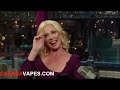 www.canadavapes.com katherine higl appears on david letterman and discusses the electronic cigarette, and how it has helped her stop smoking. katherine started smoking at the age of 25. she had tried all of the traditional methods to quit smoking, including chatax, patches and gums. she proceeds to pull out her electronic cigarette, and explains how it works. she explains she vapes liquid nicotine that is vaporied by the atomizer. david letterman then takes a few puffs of the e-cigarette. he blows some smoke rings, and states 