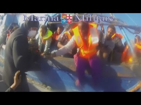 Rescue: Italian navy footage shows rescue of 620 migrants from small boat