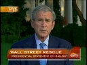 president bush attempted to calm doubtful americans by explaining what the impact of this bill will mean to them. he also told congress that swift approval will send the right message to wall street.