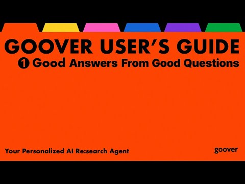 [GOOVER] User's Guide 1. Good answers from good questions