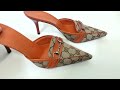 gucci monogram canvas pointed toe horsebit mules~7.5/8
