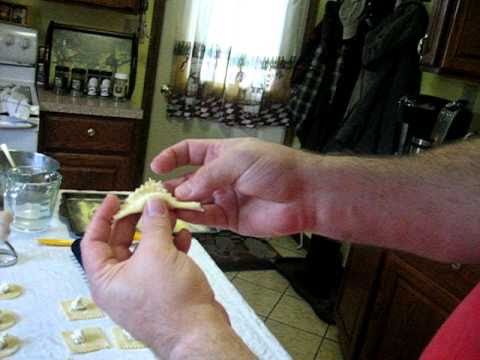 Tortellini - John demonstrates making tortellini, which uses stuffed pasta circles instead of squares, as cappelletti does. However, the folding technique is exactly the ...