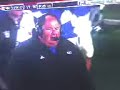During a cutaway shot of Kansas Head Coach Mangino yelling and pulling off his headset, a poorly planned wipe by FOX Sports makes the coach look like he's throwing up the orange bowl...