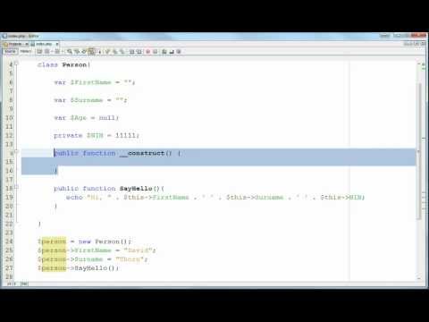 how to define object in php