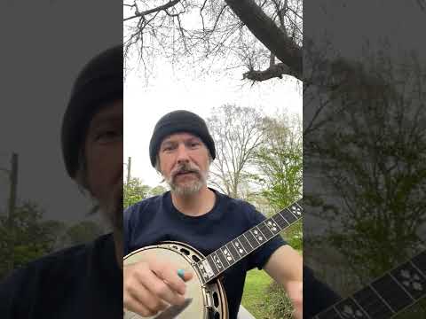 guy in blue shirt playing a banjo