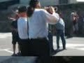 couple de sonneurs bombarde & biniou � la f�te des lavandi�res, � guidel.
