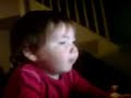 Mairin watching and singing Five Little Monkeys!