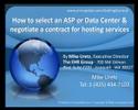 How to select ASP / Data Center & negotiate hosting contract