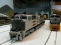 The HOT MTH HO Scale SD70ACe prototype engine next to my Overland one on the layout!