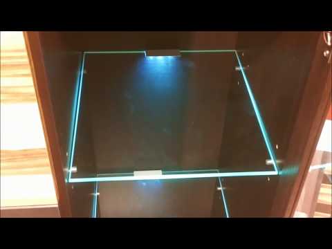 LED Lights Edge Lit Glass cabinet shelf Backlighting / How to Install / Blau Schrank / Regal