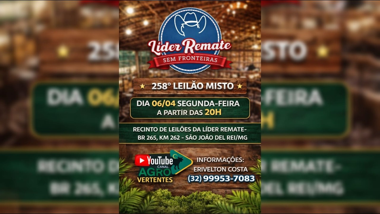 258º LEILÃO MISTO LÍDER REMATE - SÃO JOÃO DEL REI/MG - 06/04/2026