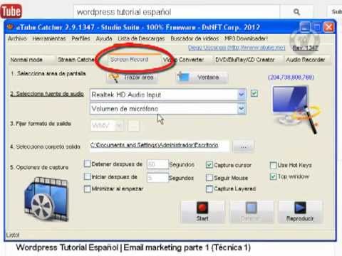 Grabar pantalla de tu PC con Atube Catcher. Grabar Video tutoriales.
