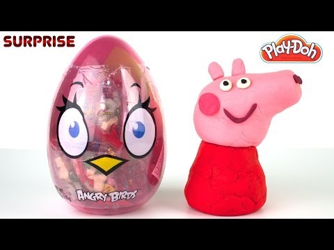 Opening a GIANT Angry Birds Egg, Play-doh Peppa Pig Surprise and More!