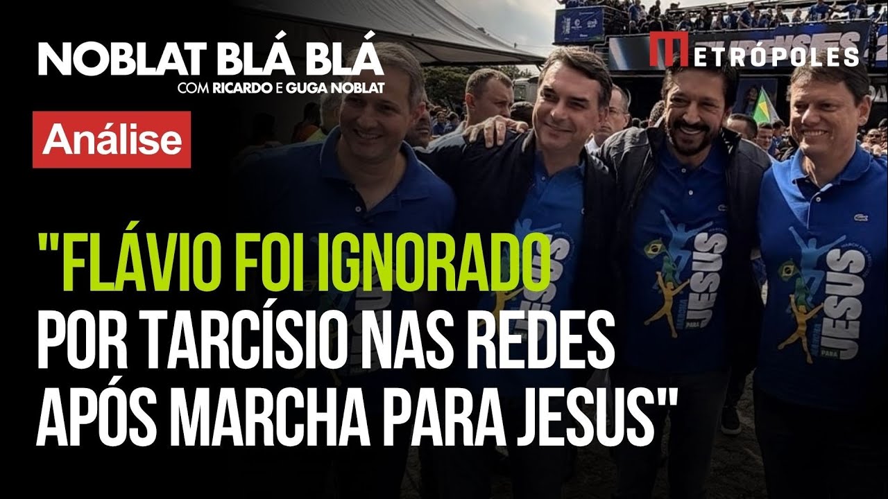 Flávio Bolsonaro divulga fotos com Tarcísio da Marcha para Jesus, porém aliado prefere ser discreto