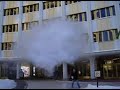 a man throws boiling water into the air in saskatchewan during a typical mid-winter, -40c day.