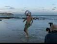Topless David Beckham in beach keepy uppies!