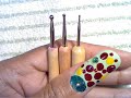 Red Glitter Dots Stones Mint Green Nail Art