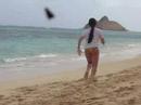 Sasha is jumping on beach