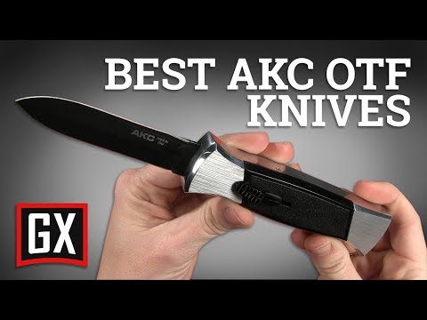 AKC 777 Blackfinger Black OTF Automatic Knife - Flat Grind Satin Plain