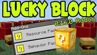 MCPE "LUCKY BLOCK" ADDON and BEHAVIOR PACK / Minecraft Pocket Edition 0.16.0 LUCKY BLOCK ADDON PACK!